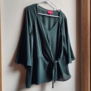 Jennifer Lopez Forest Green V-Neck Blouse Size XXL
